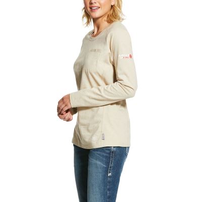 Ariat Work: FR Air Crew Camisetas Mujer - Beige Oscuro (QFBAJ5260)